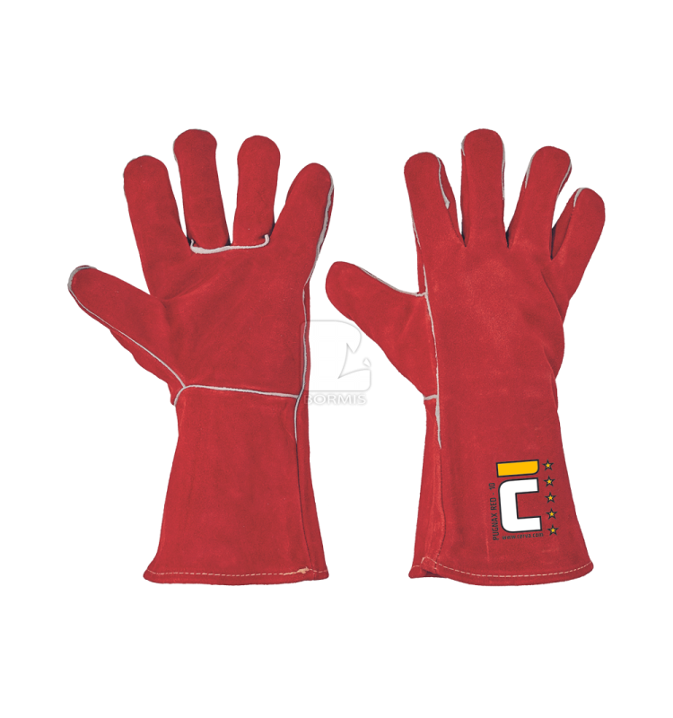 Zváračské kožené rukavice - Zváračské rukavice PUGNAX RED
