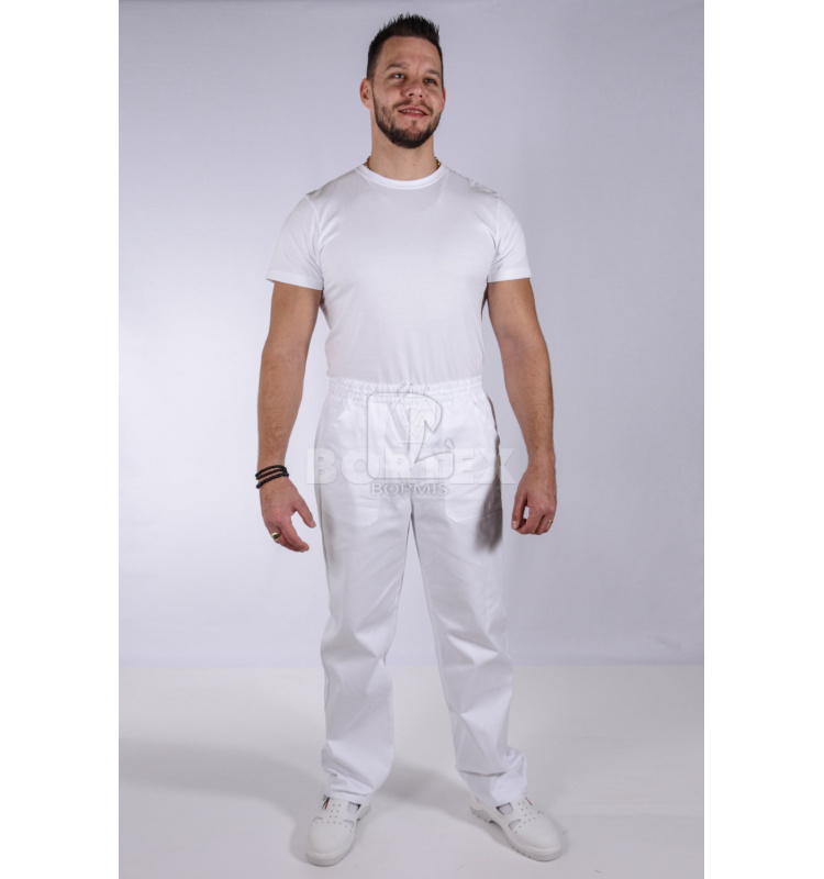 Biela pracovná a zdravotná obuv - Biele bavlnené nohavice UNI