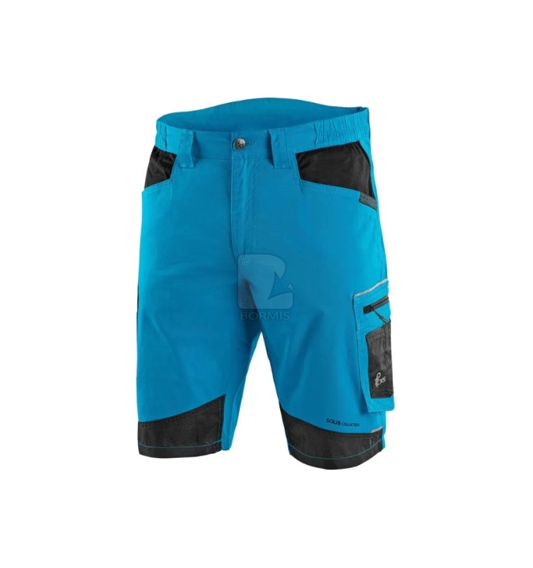 Pracovné krátke nohavice a sukne - Krátke montérkové nohavice CXS SOLIS FLEX modro-čierne