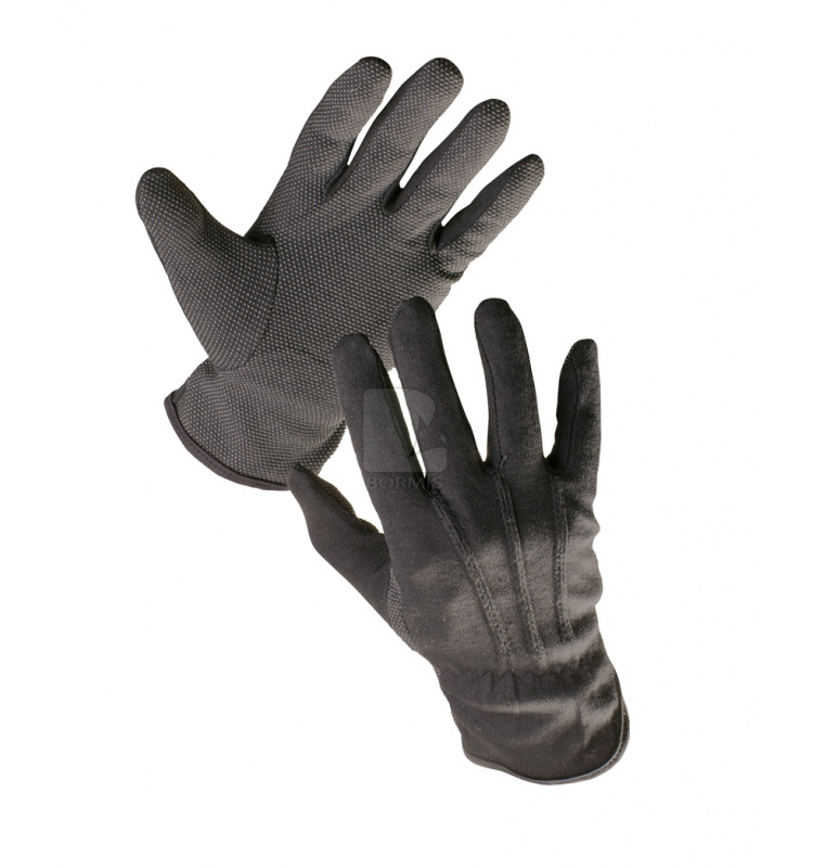 Textilné rukavice s terčíkmi - Rukavice BUSTARD BLACK (12 párov)