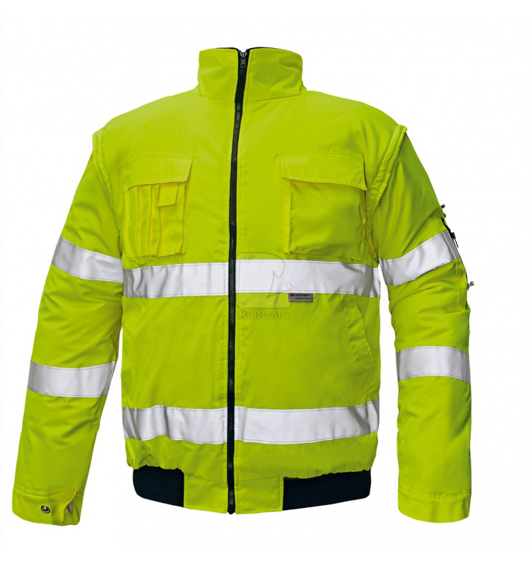 Reflexné bundy - Reflexná pracovná bunda CLOVELLY 2v1 žltá