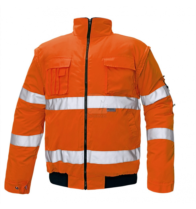 Reflexné bundy - Reflexná pracovná bunda CLOVELLY 2v1 oranžová