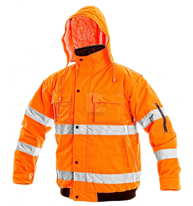 Reflexné bundy - Reflexná zimná bunda CXS VIZWELL LEEDS 2v1 oranžová