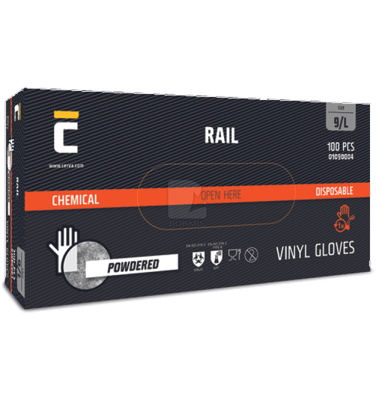 Jednorazové pracovné rukavice - Rukavice jednorázové ČERVA RAIL vinylové púdrovane